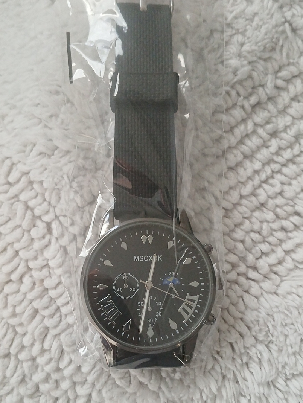 Black Men's Analog Watch with Black Nylon Strap